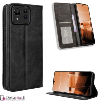 Dirbtinės odos atverčiamas dėklas su skyreliais - juodas (Asus Zenfone 11 Ultra) Dirbtinės odos atverčiamas dėklas su skyreliais - juodas (Asus Zenfone 11 Ultra)